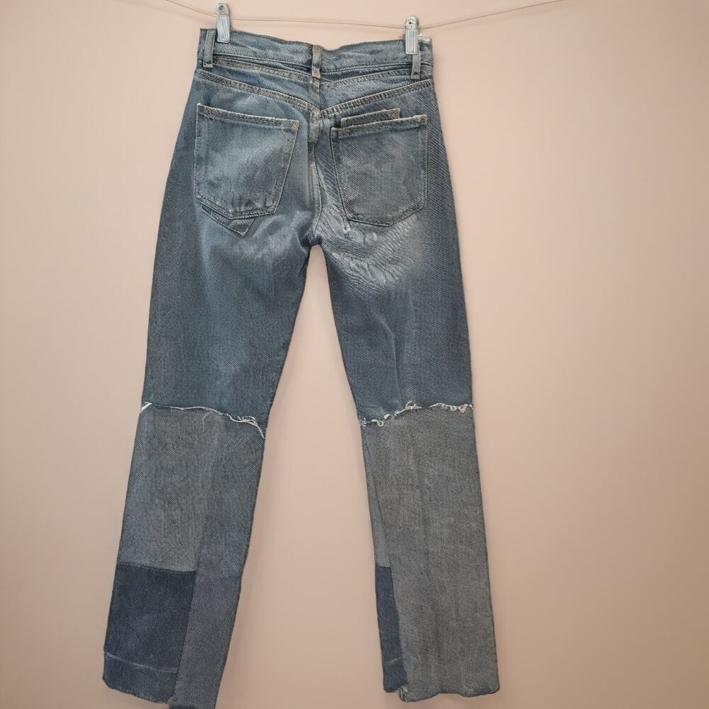 Zara Patchwork Straight Leg Distressed Jeans - image 2